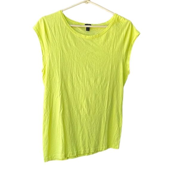 J.Crew Tops - J.Crew bright fun size L yellow T-shirt cap sleeves. Cotton linen